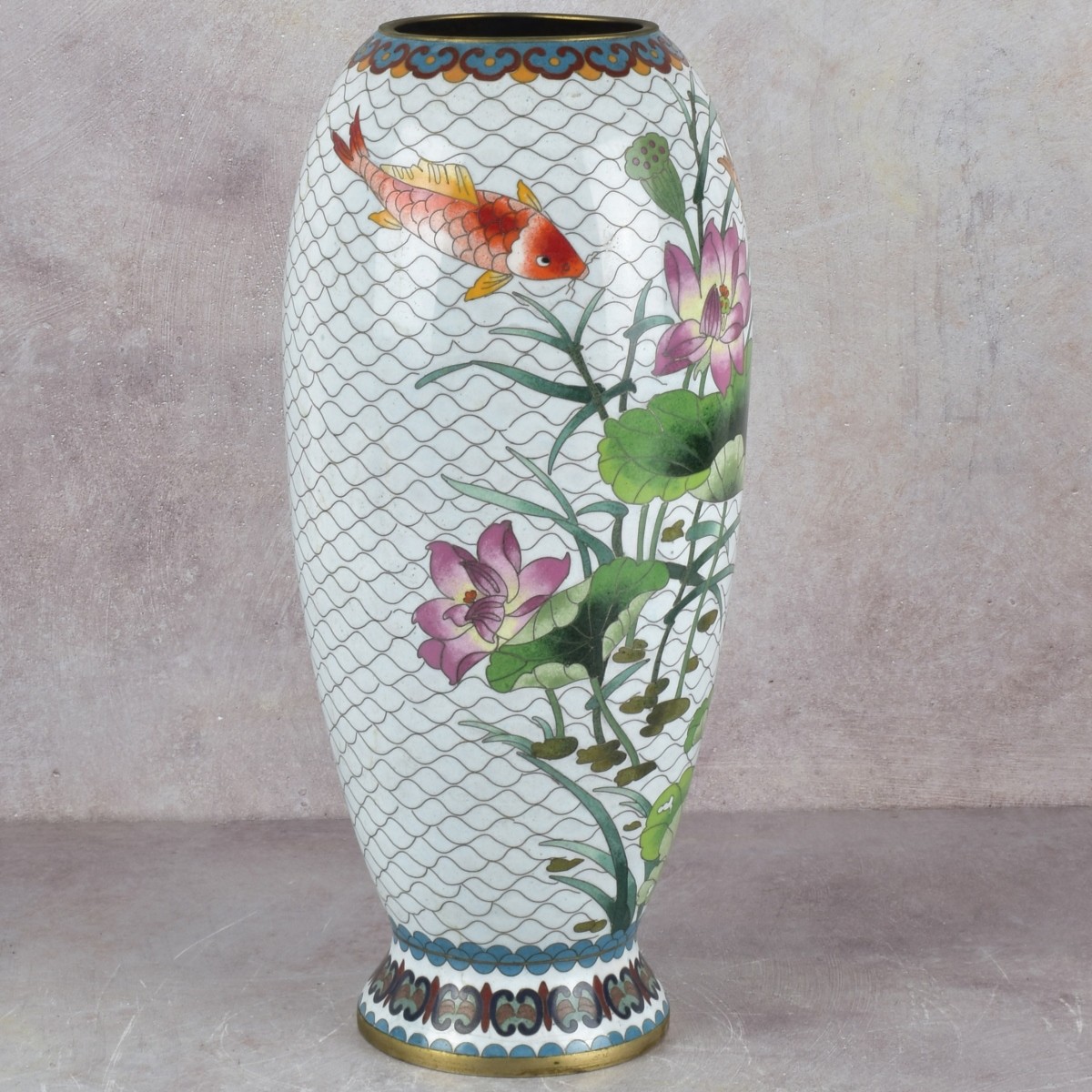 Chinese Cloisonne Koi Vase
