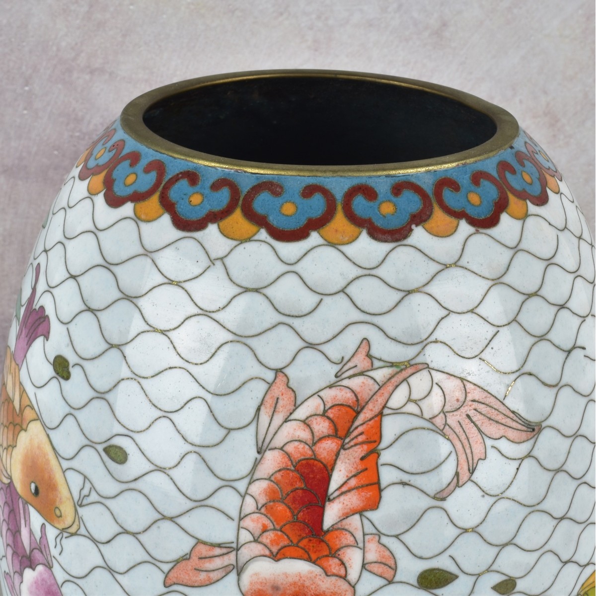 Chinese Cloisonne Koi Vase
