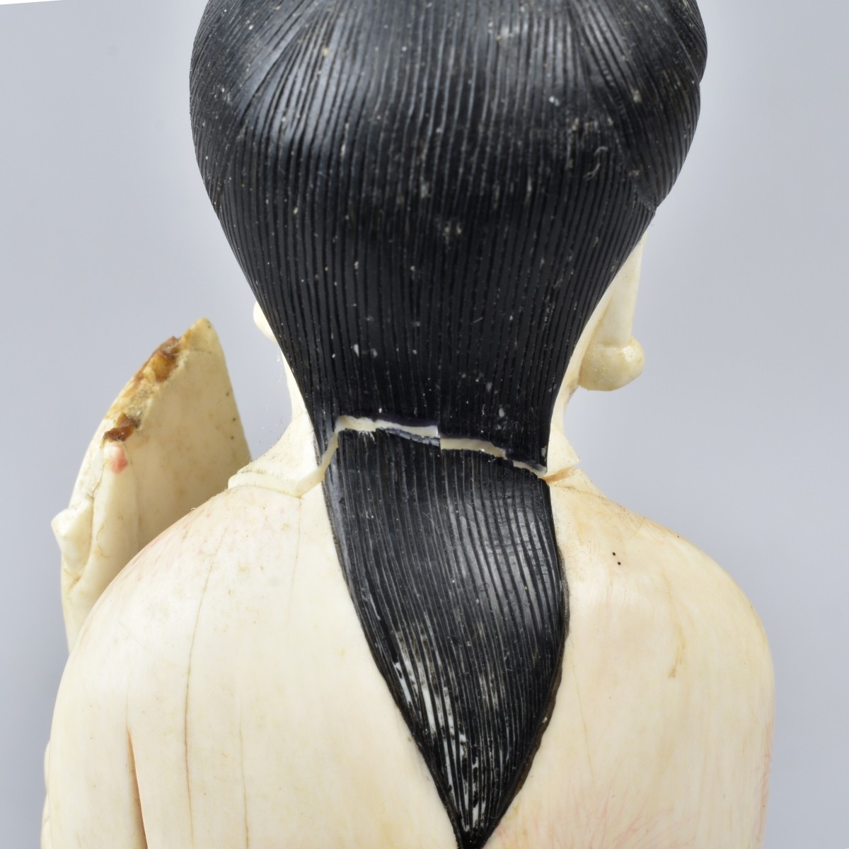 Antique Japanese Carved Musician Figurine