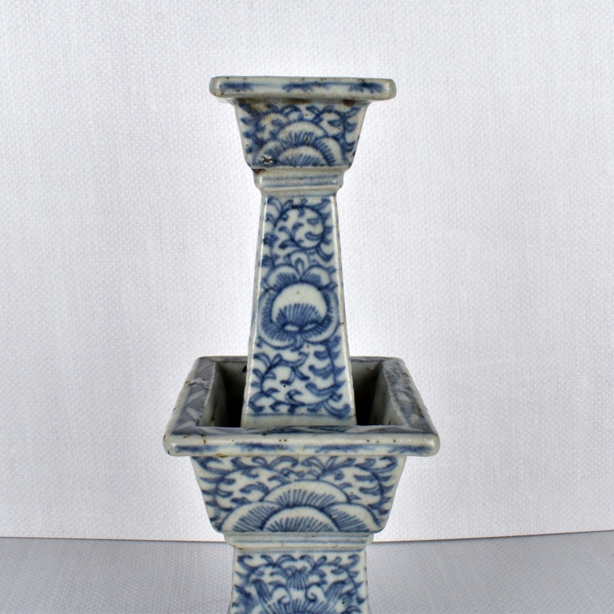 Antique Chinese Blue and White Candlestick