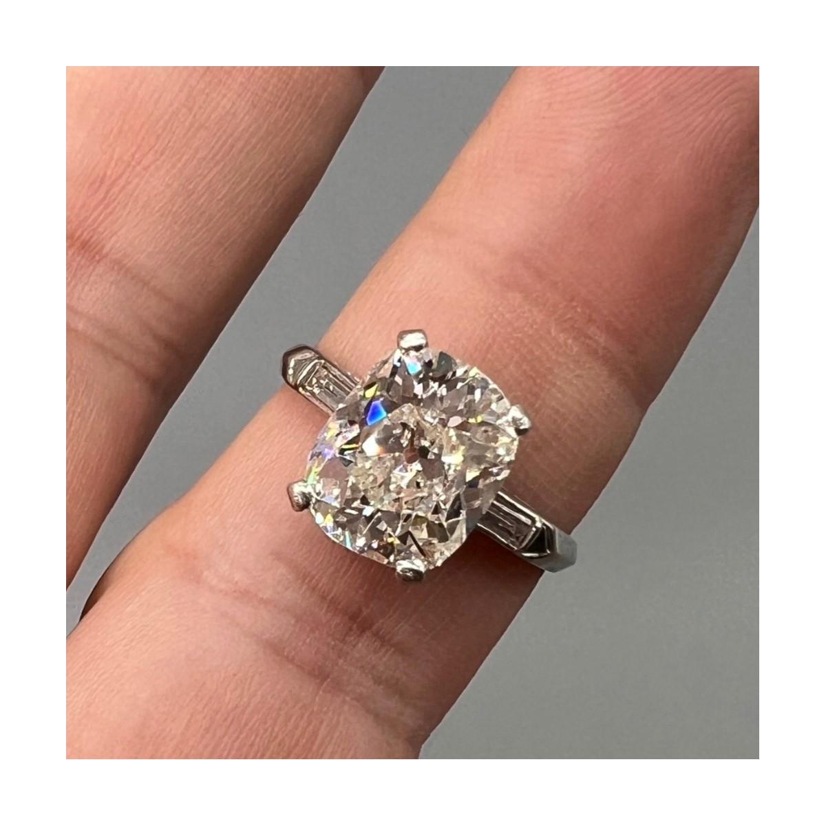 Deco Diamond and Platinum Ring