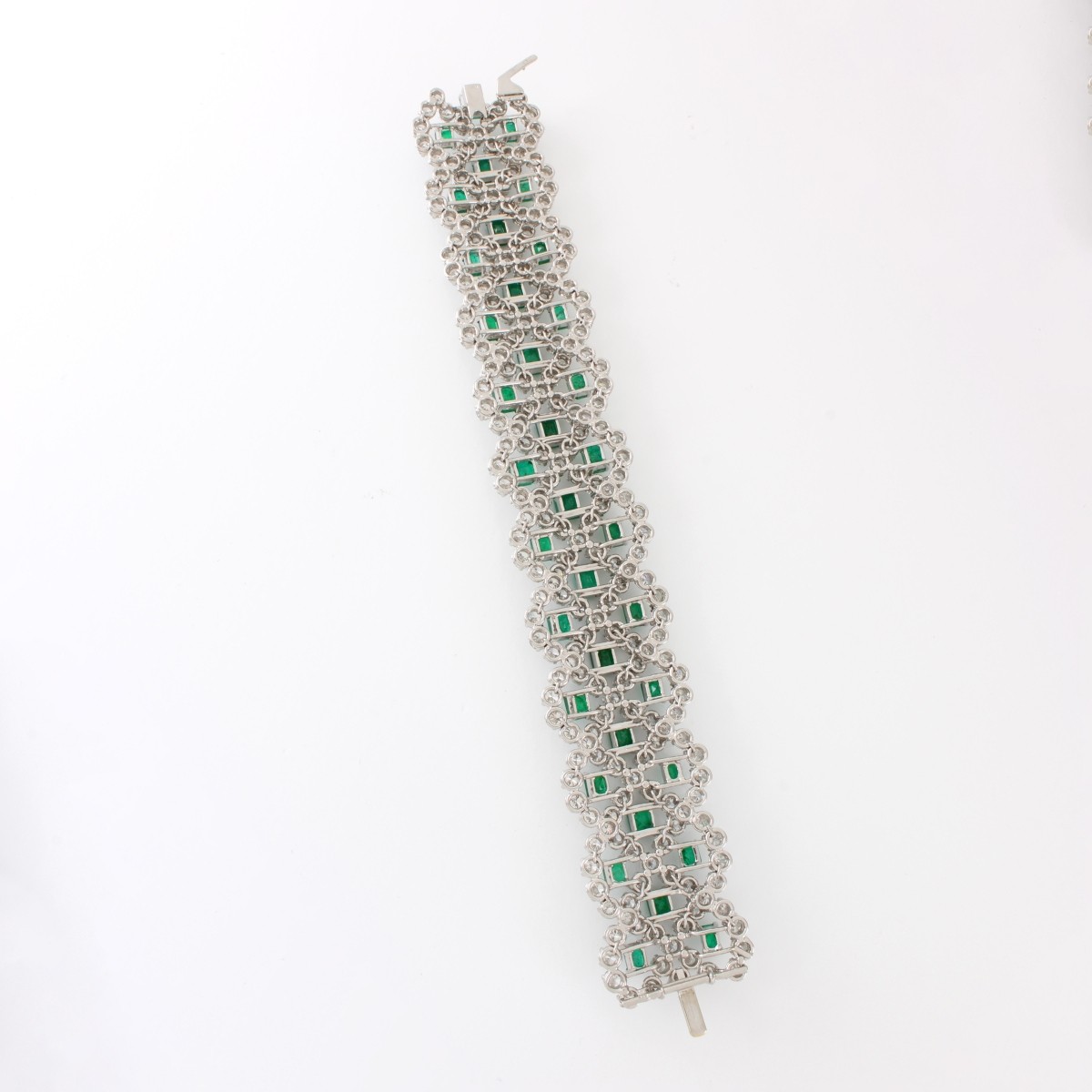 Emerald, Diamond and Platinum Bracelet