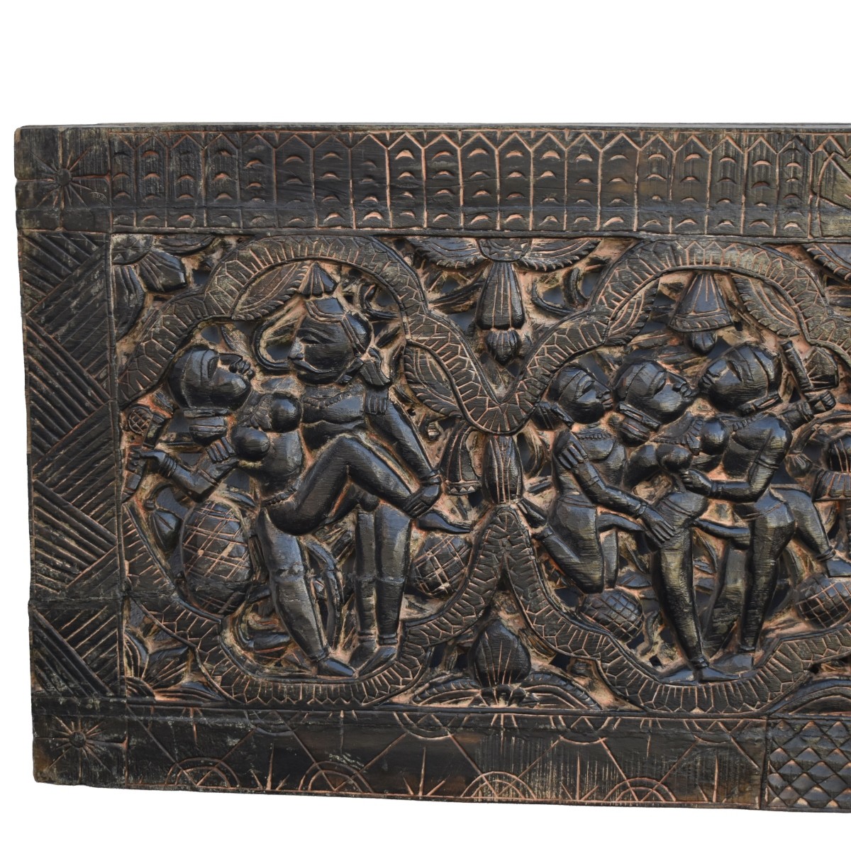 Large Indonesian Hand Carved Wood Panel