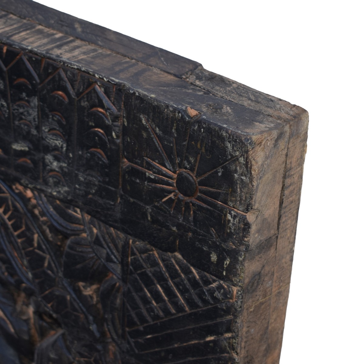 Large Indonesian Hand Carved Wood Panel