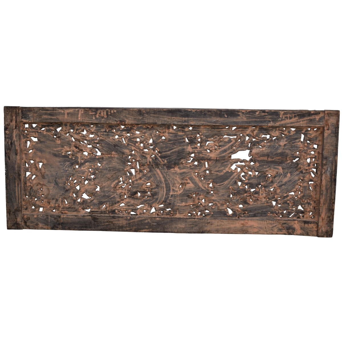 Large Indonesian Hand Carved Wood Panel