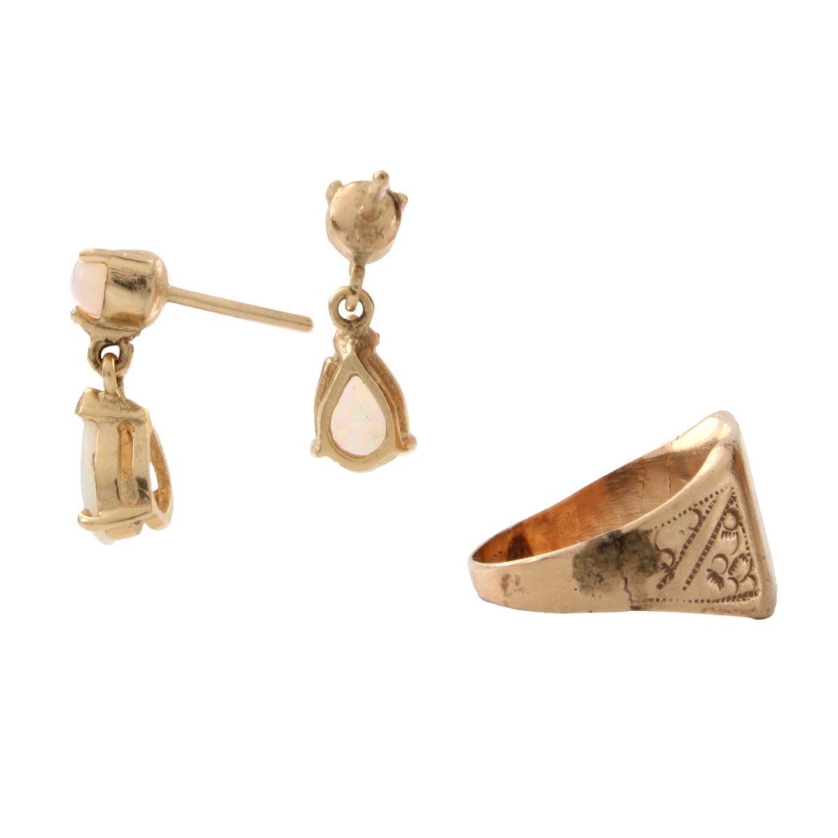 Opal Earrings and 12K Ring