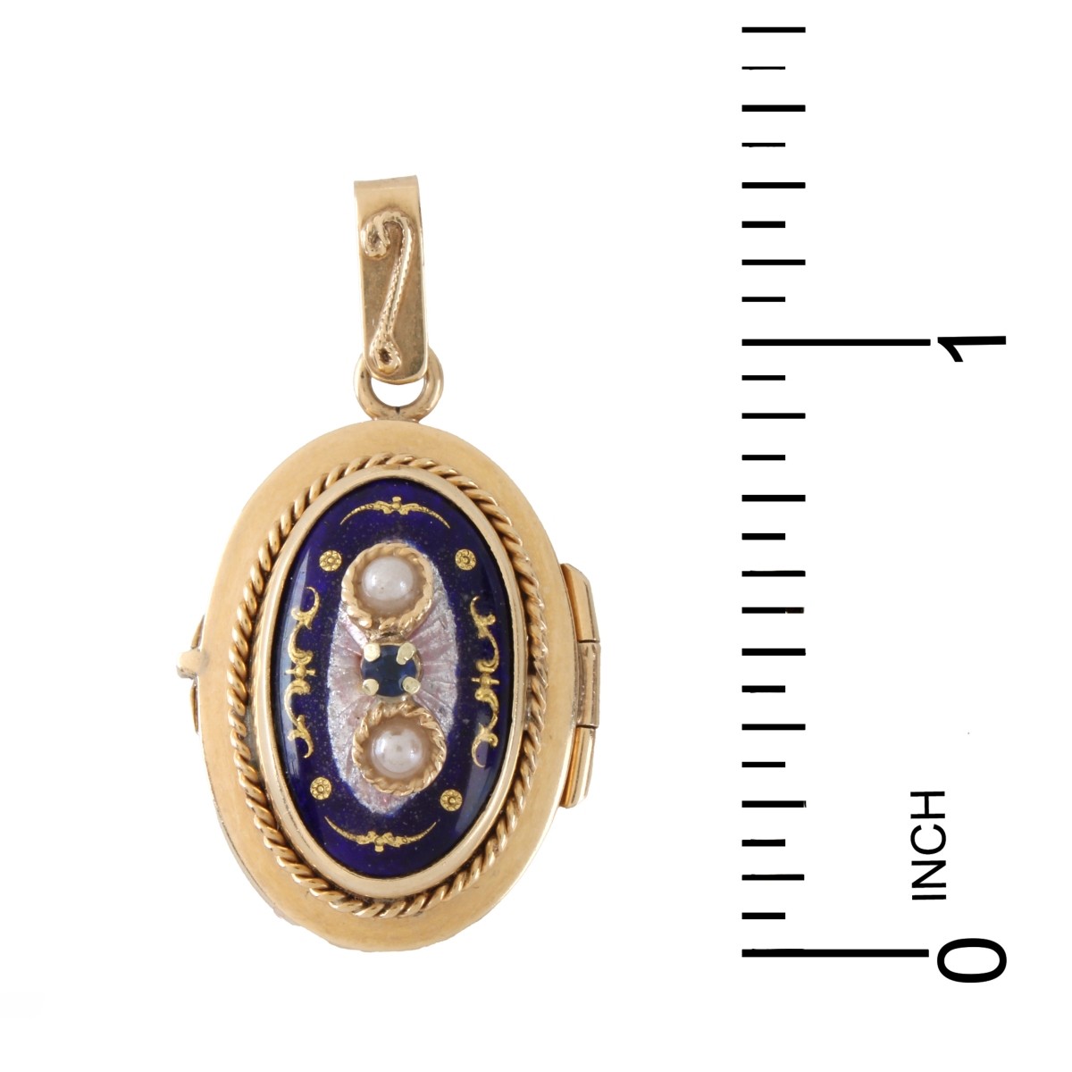 Enamel, Pearl and 14K Pendant