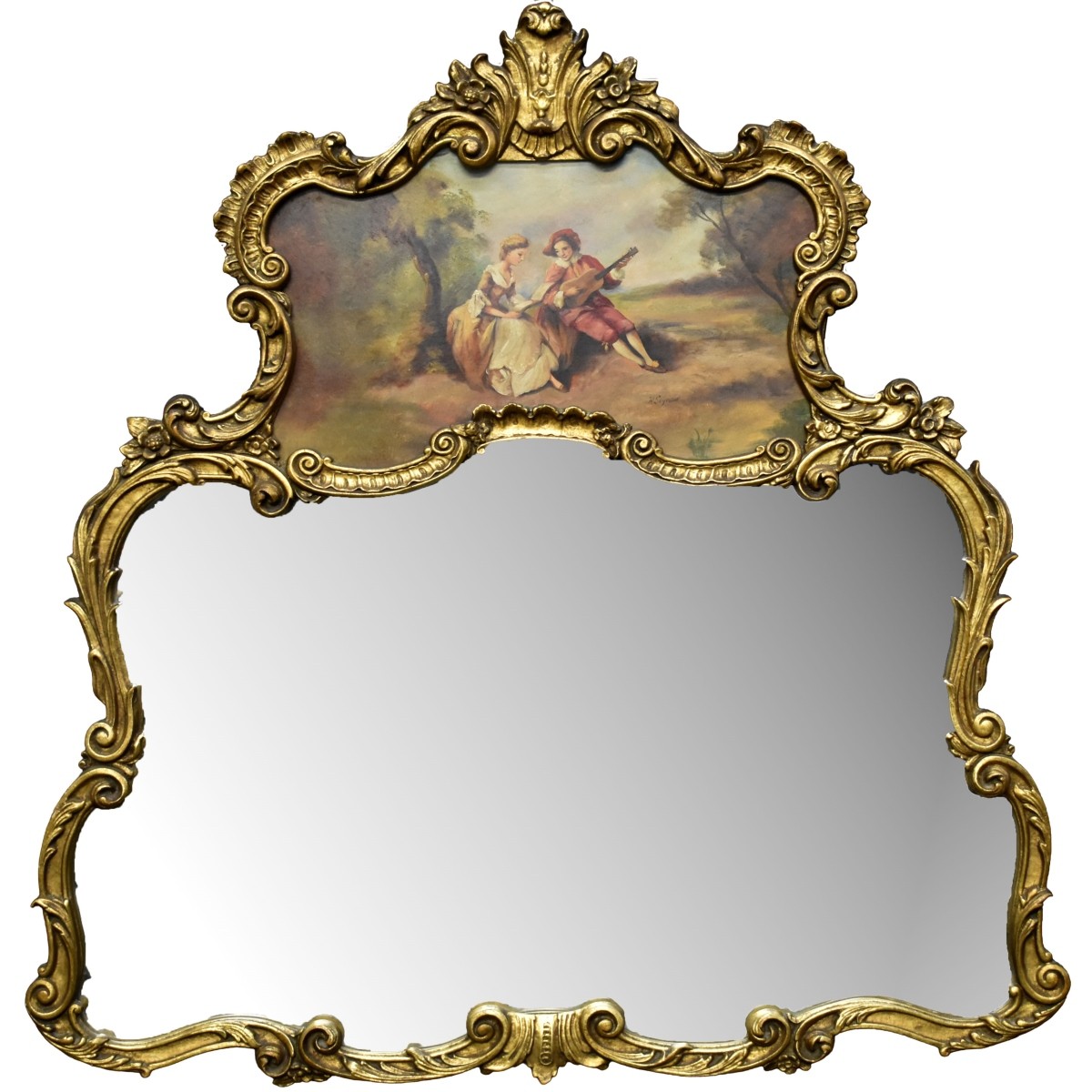 French Rococo Style Gilt Wood Mirror