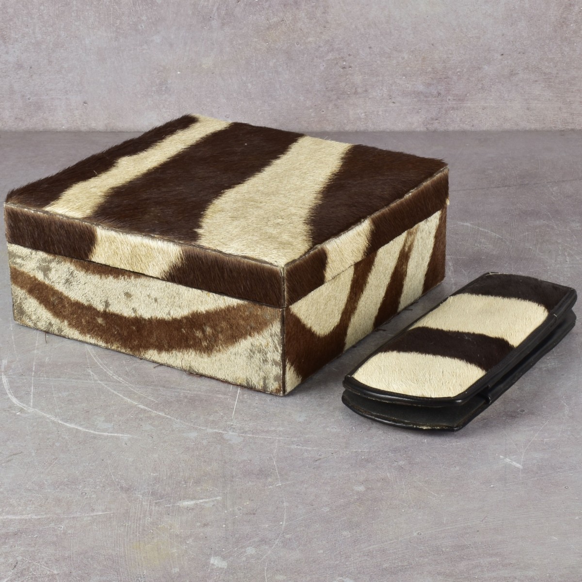 Zebra Skin Box and Glasses Case