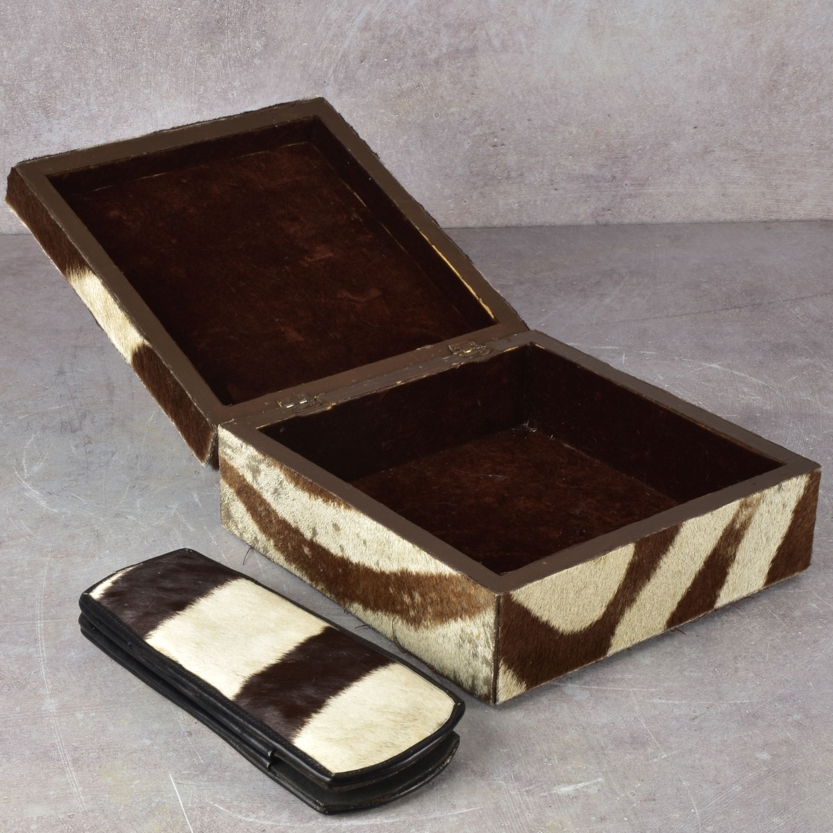 Zebra Skin Box and Glasses Case