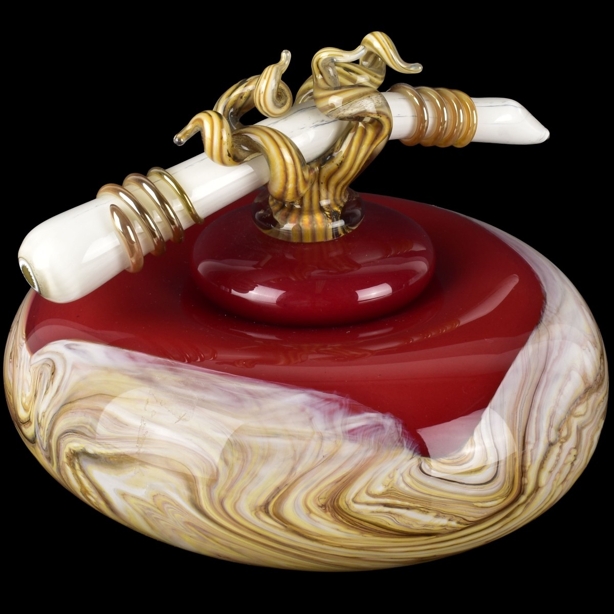 Carl Black Art Glass Bowl and Cover