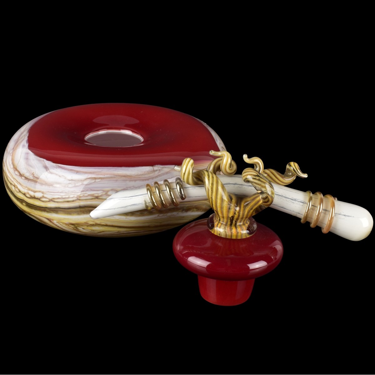 Carl Black Art Glass Bowl and Cover