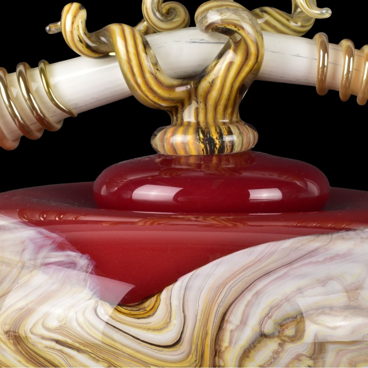 Carl Black Art Glass Bowl and Cover