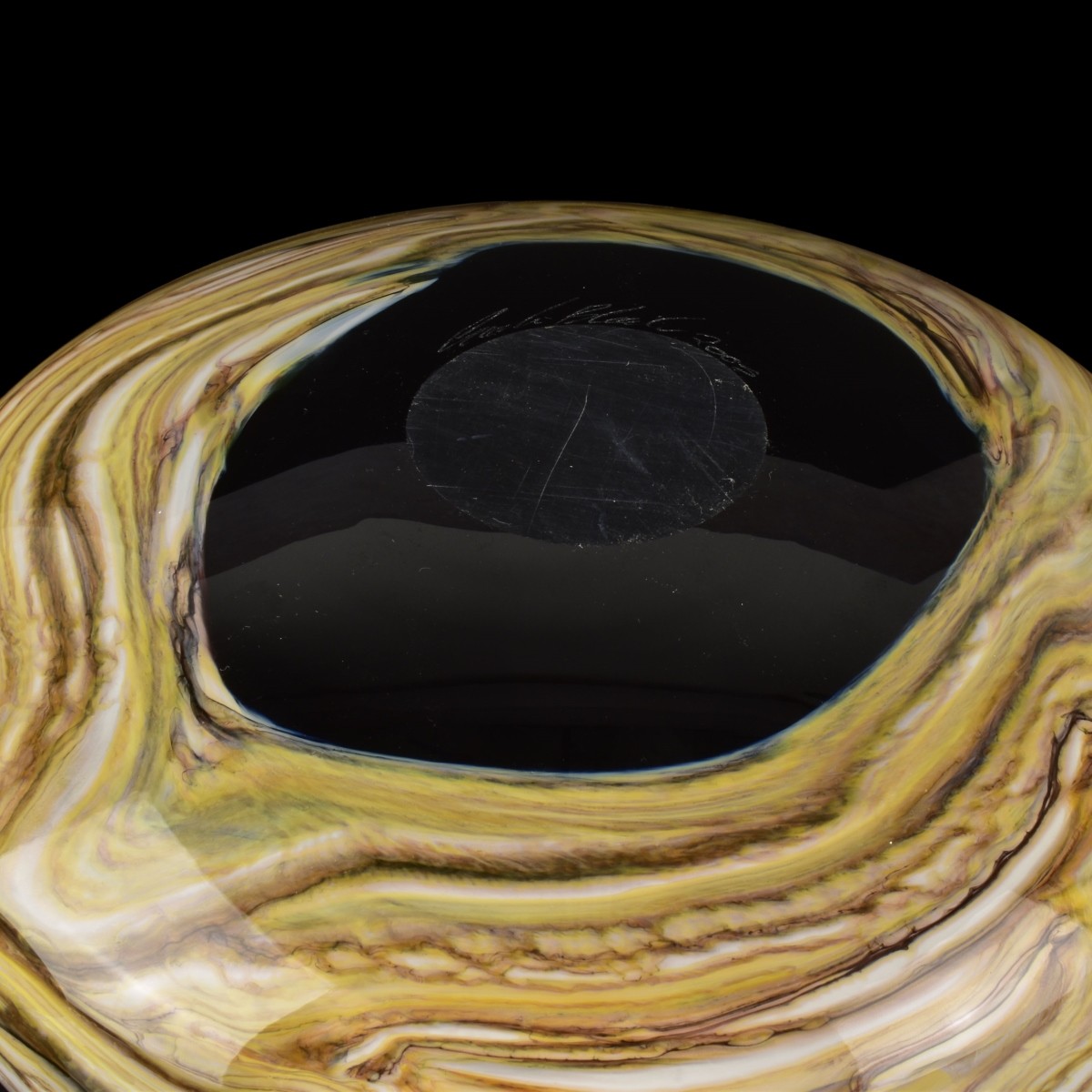 Carl Black Art Glass Bowl and Cover