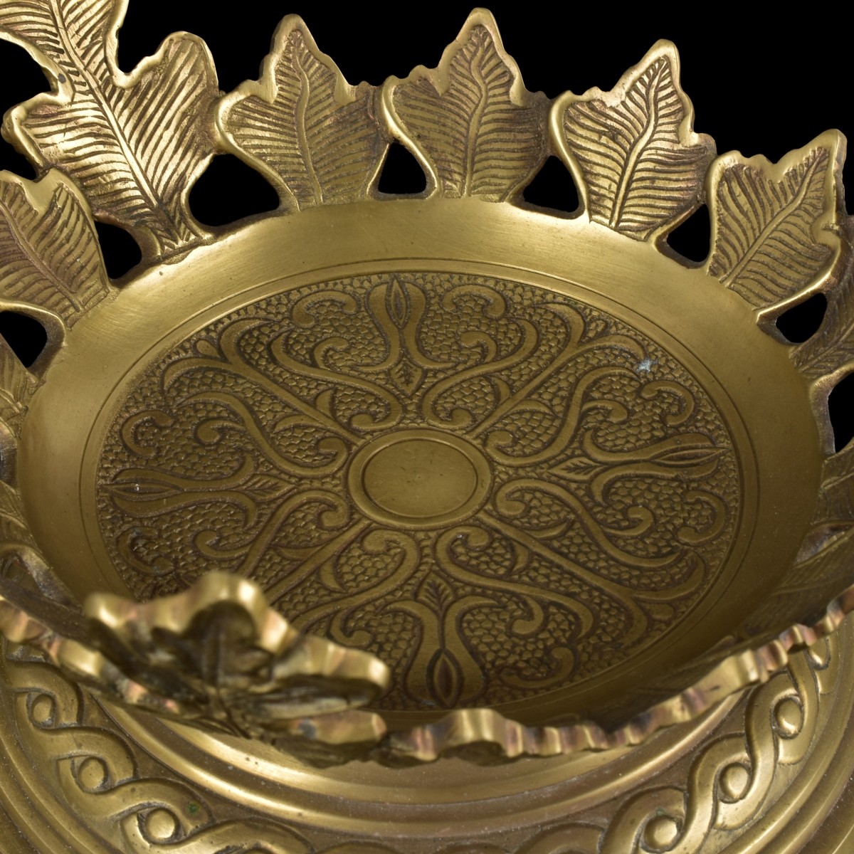 Large Crystal Brass Head Urn Bowl