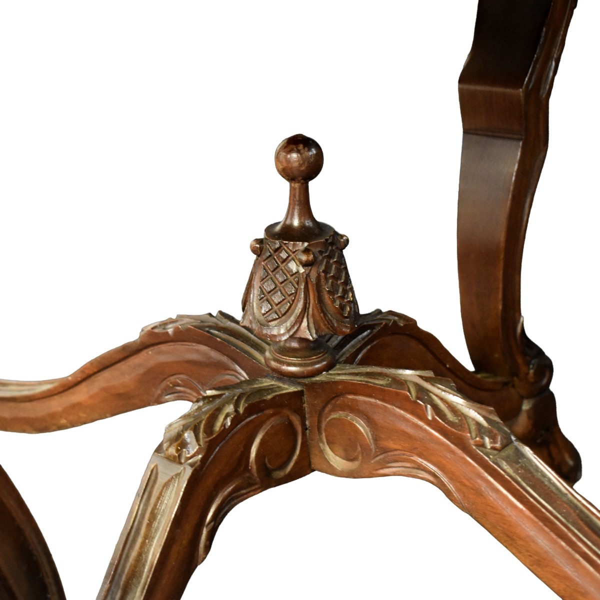 Vintage Carved Marquetry Oval Table