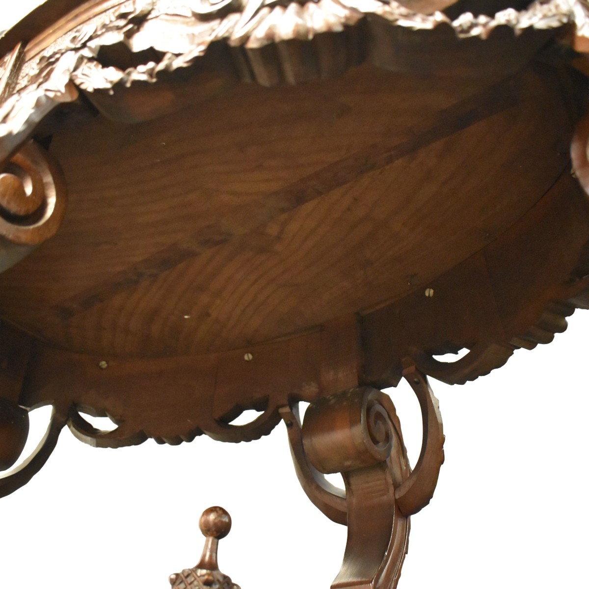 Vintage Carved Marquetry Oval Table