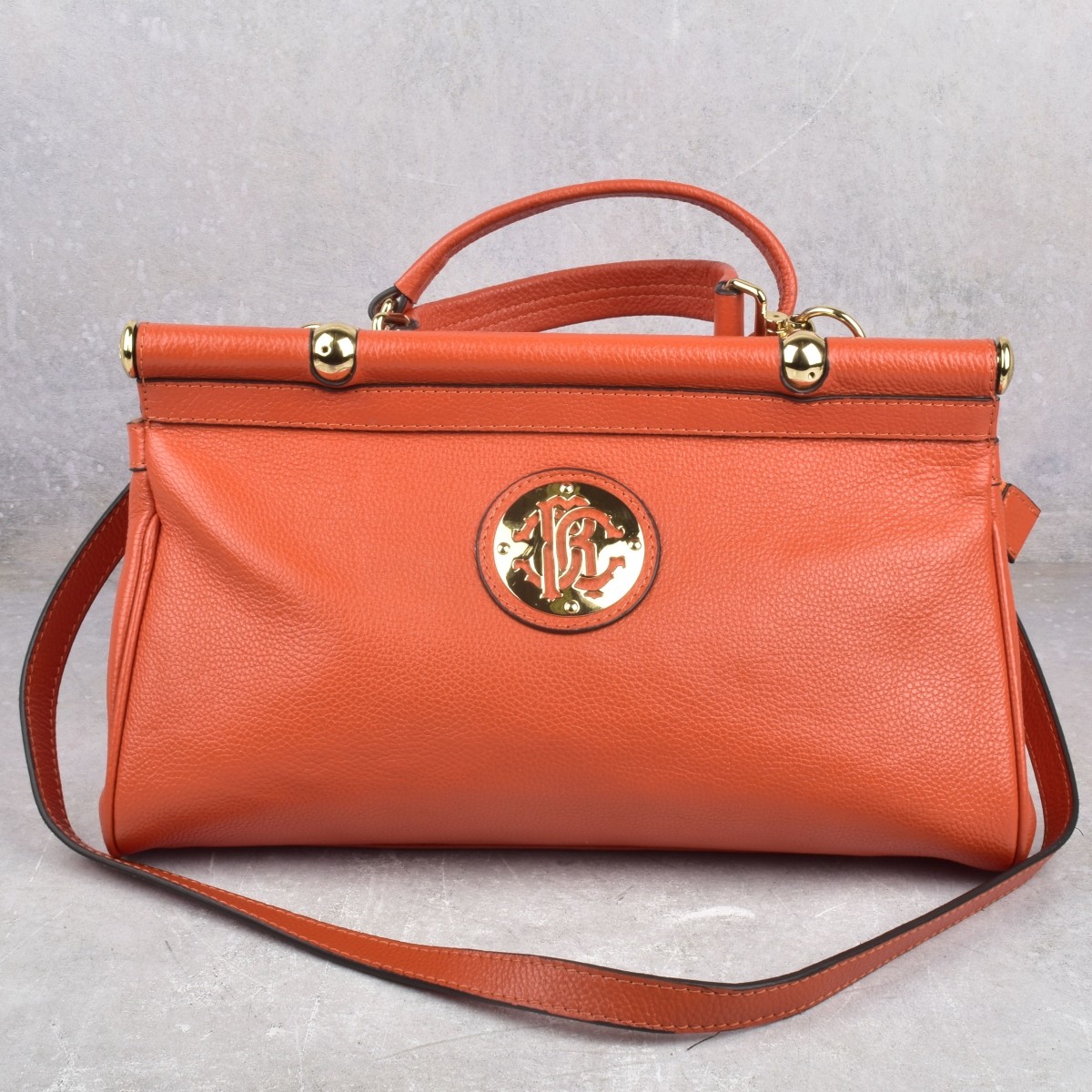 Replica Robert Cavalli Red/Orange Leather Handbag