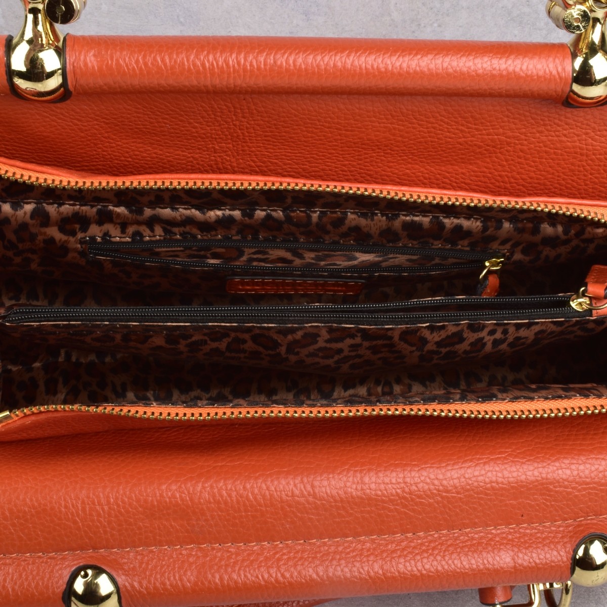 Replica Robert Cavalli Red/Orange Leather Handbag