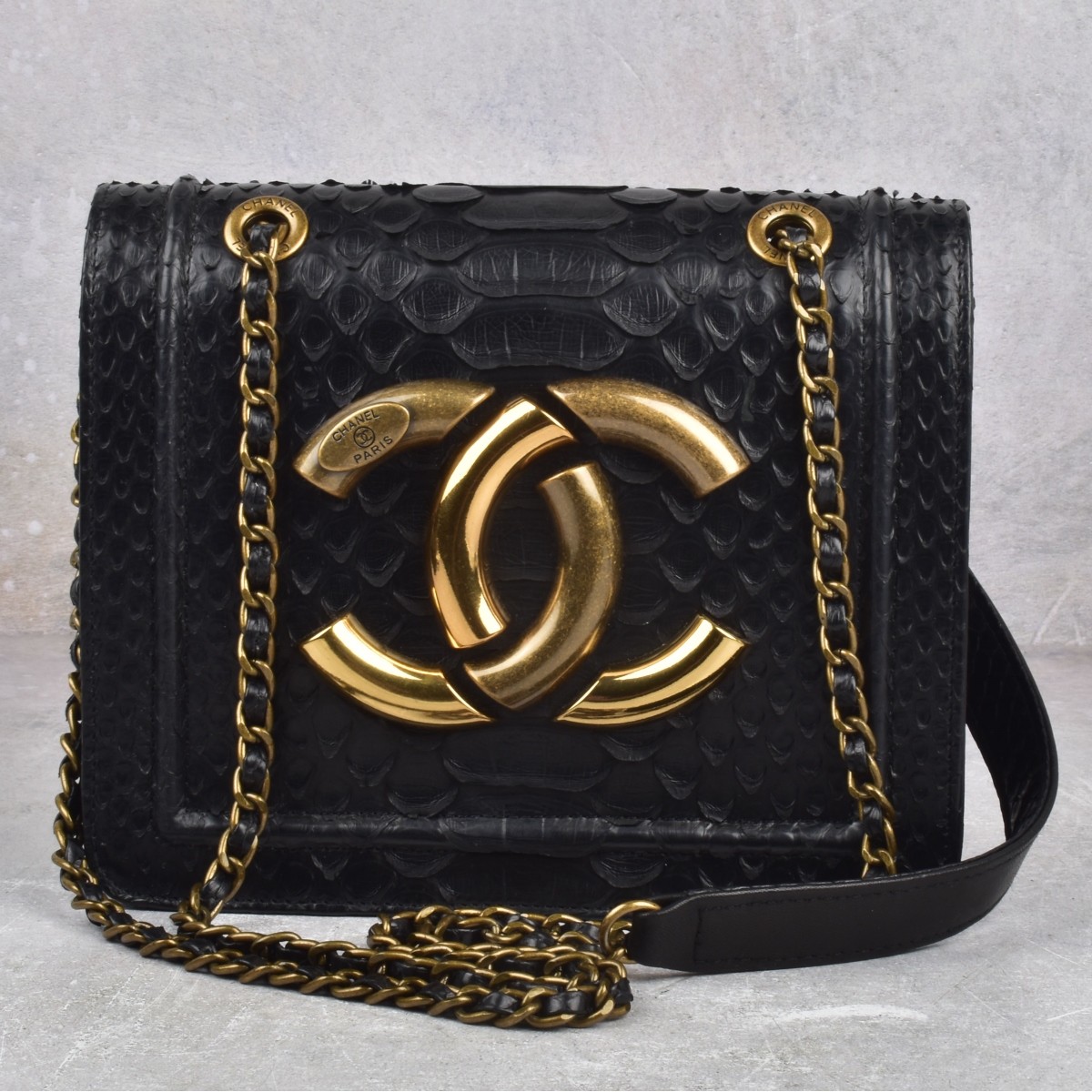 Replica Channel Back Python Antico Flap Bag