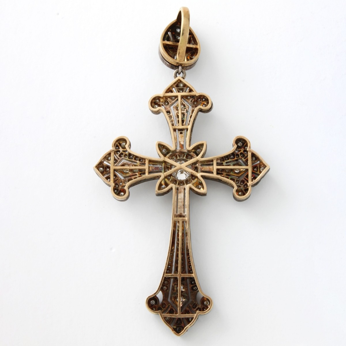 Diamond, Plat. & 18K Cross Pendant