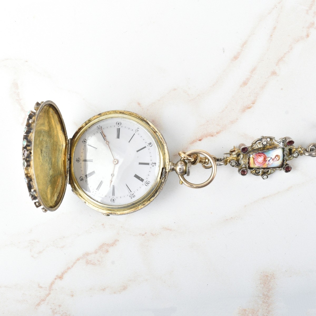 Gemstone, Pearl and Silver Chatelaine