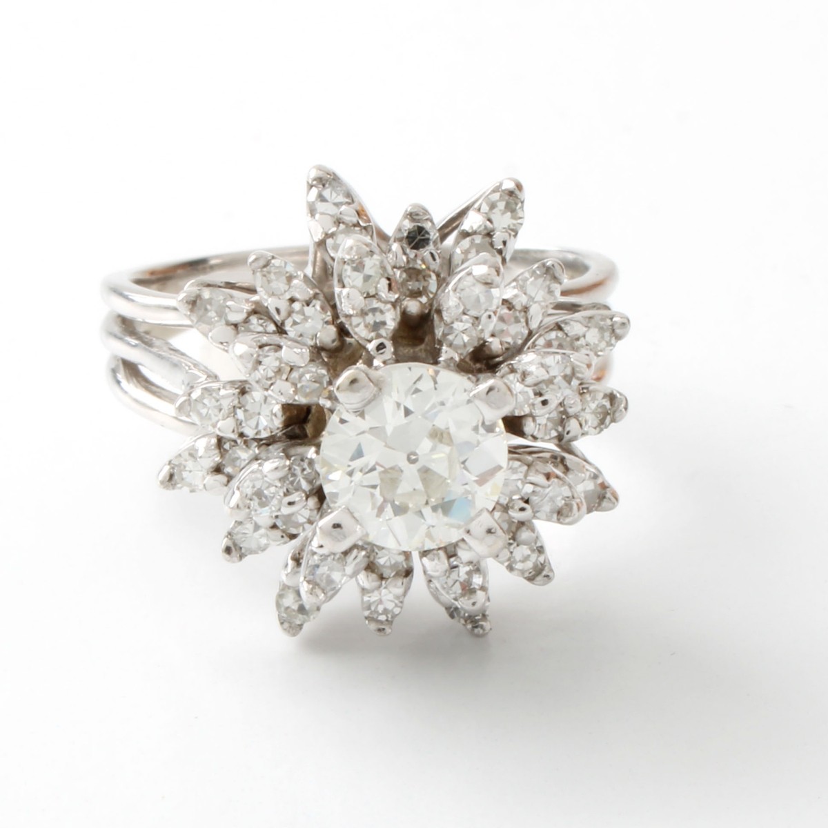 Diamond and 14K Starburst Ring