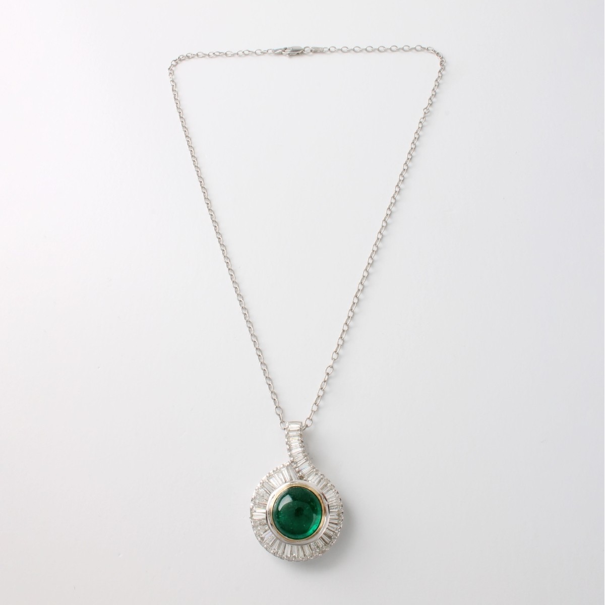 Emerald, Diamond and 18K/14K Necklace