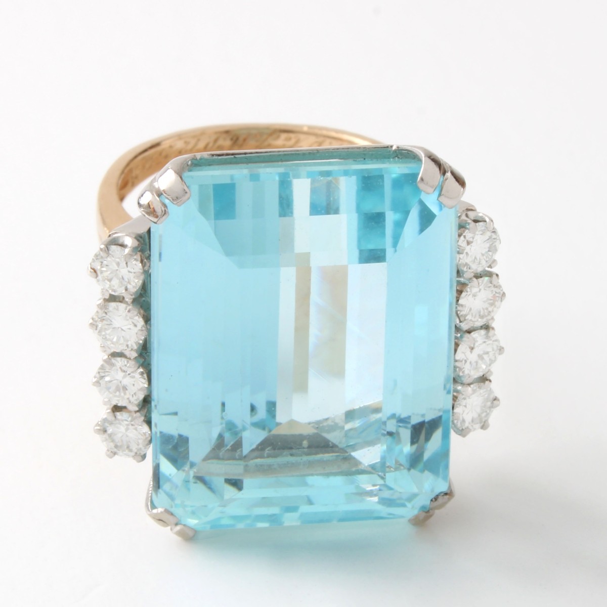 Aquamarine, Diamond, 18K & Plat. Ring