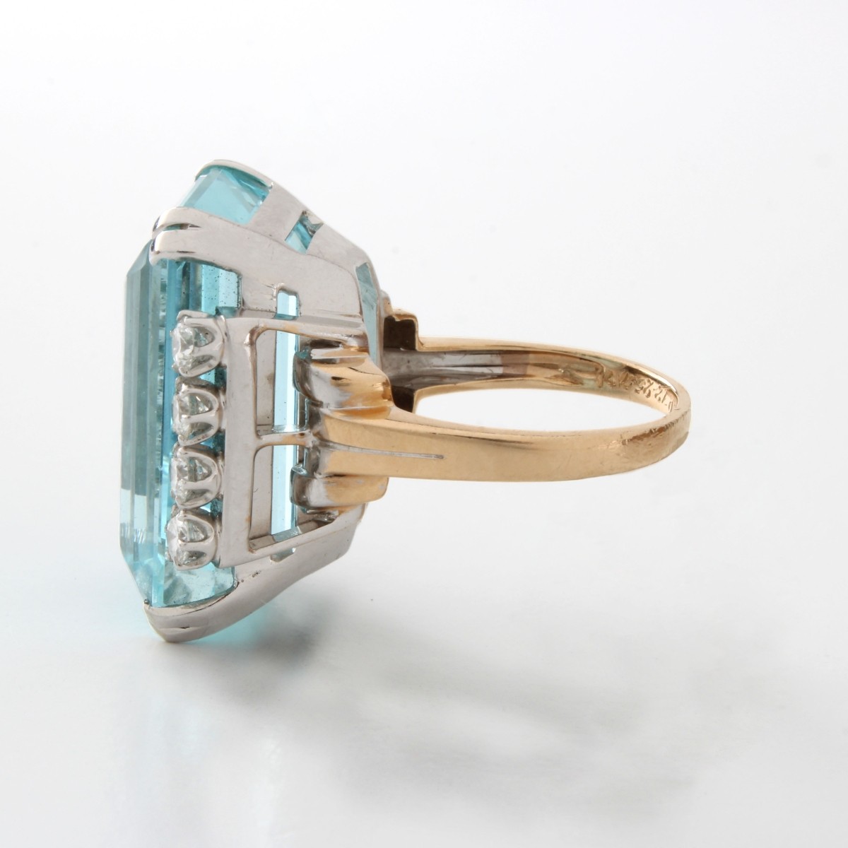 Aquamarine, Diamond, 18K & Plat. Ring