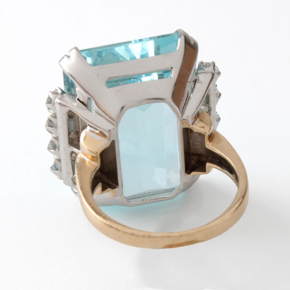 Aquamarine, Diamond, 18K & Plat. Ring