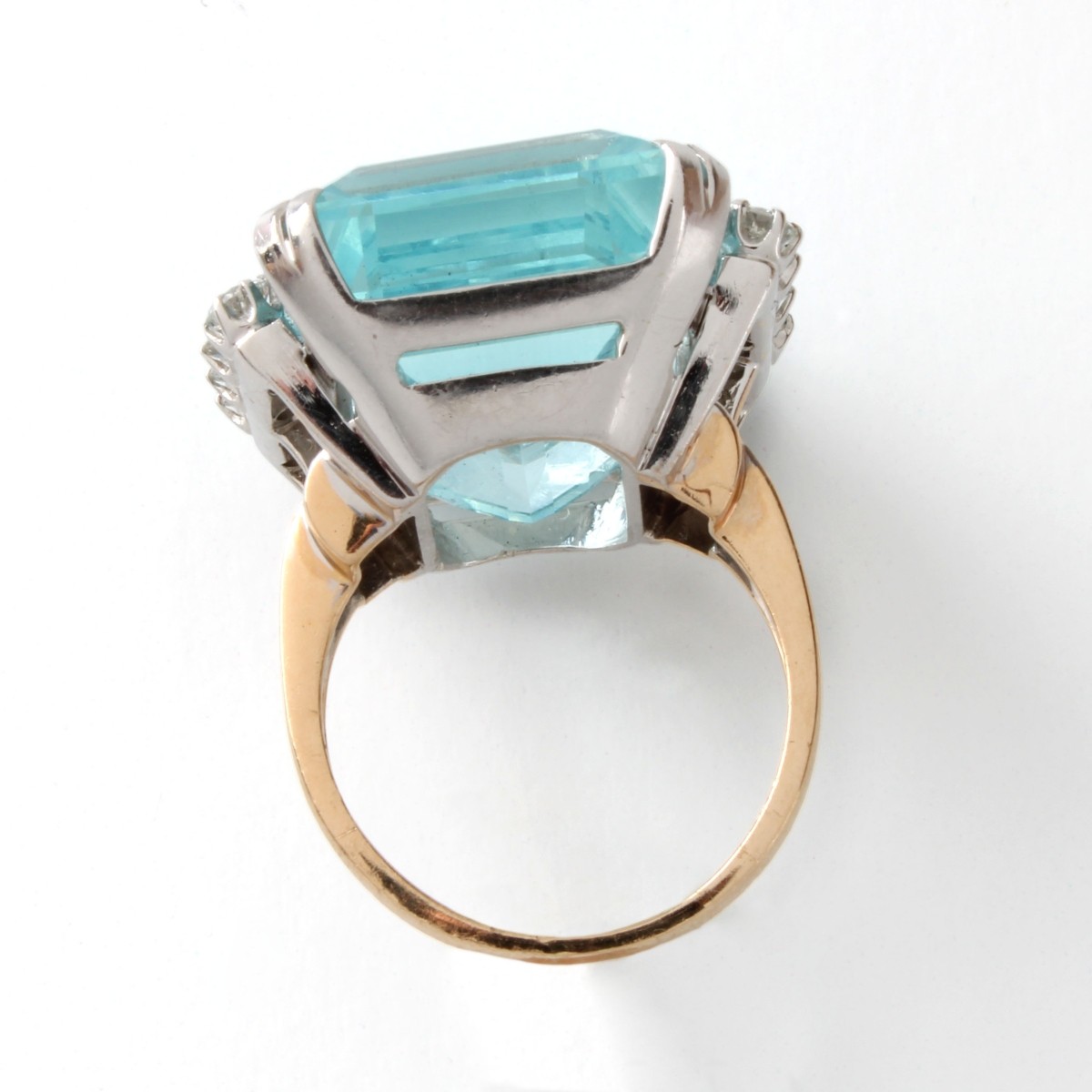 Aquamarine, Diamond, 18K & Plat. Ring