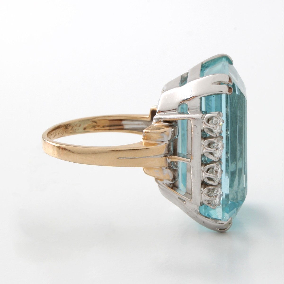 Aquamarine, Diamond, 18K & Plat. Ring