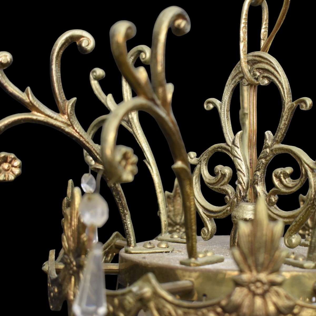 Vintage Bronze and Crystal Chandelier