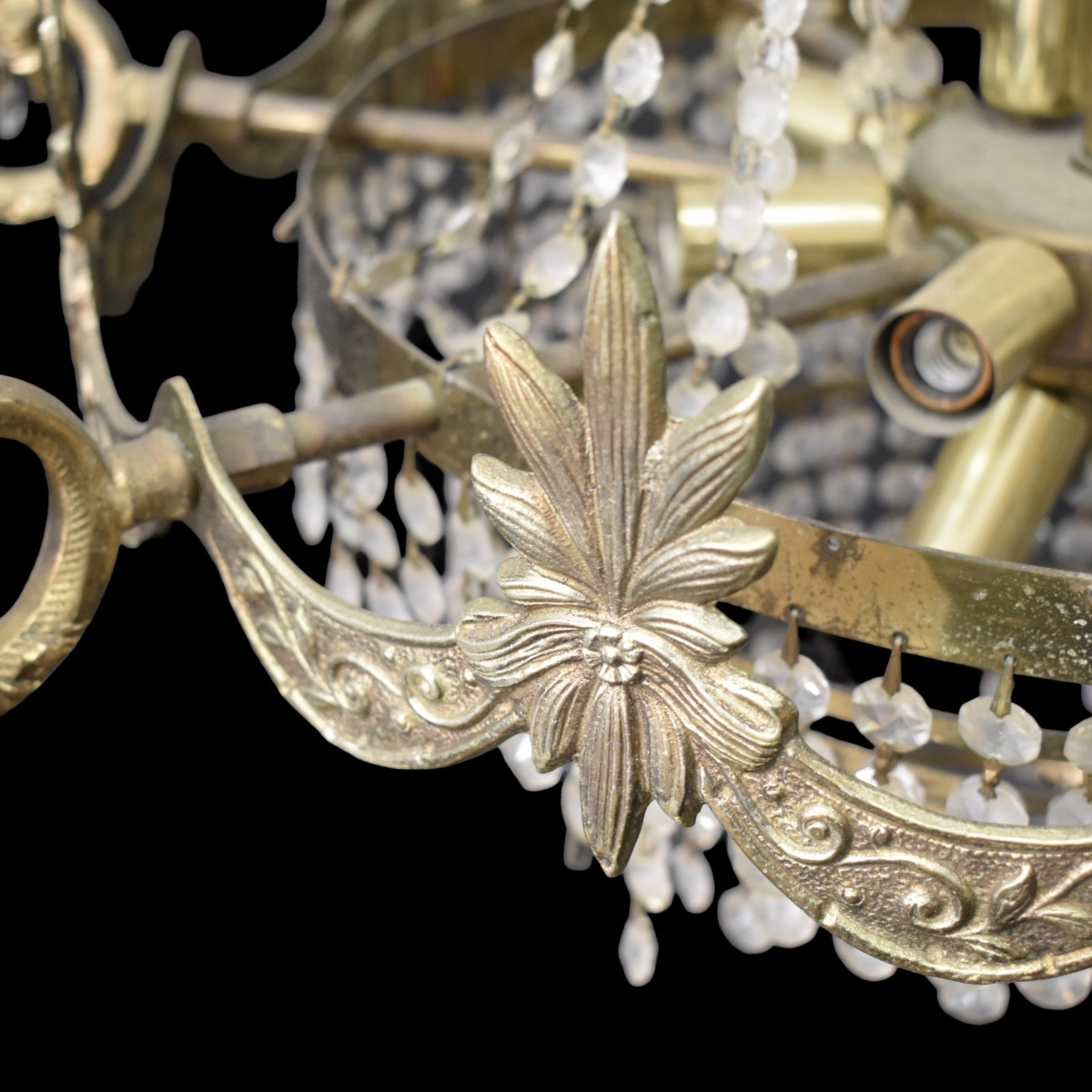 Vintage Bronze and Crystal Chandelier