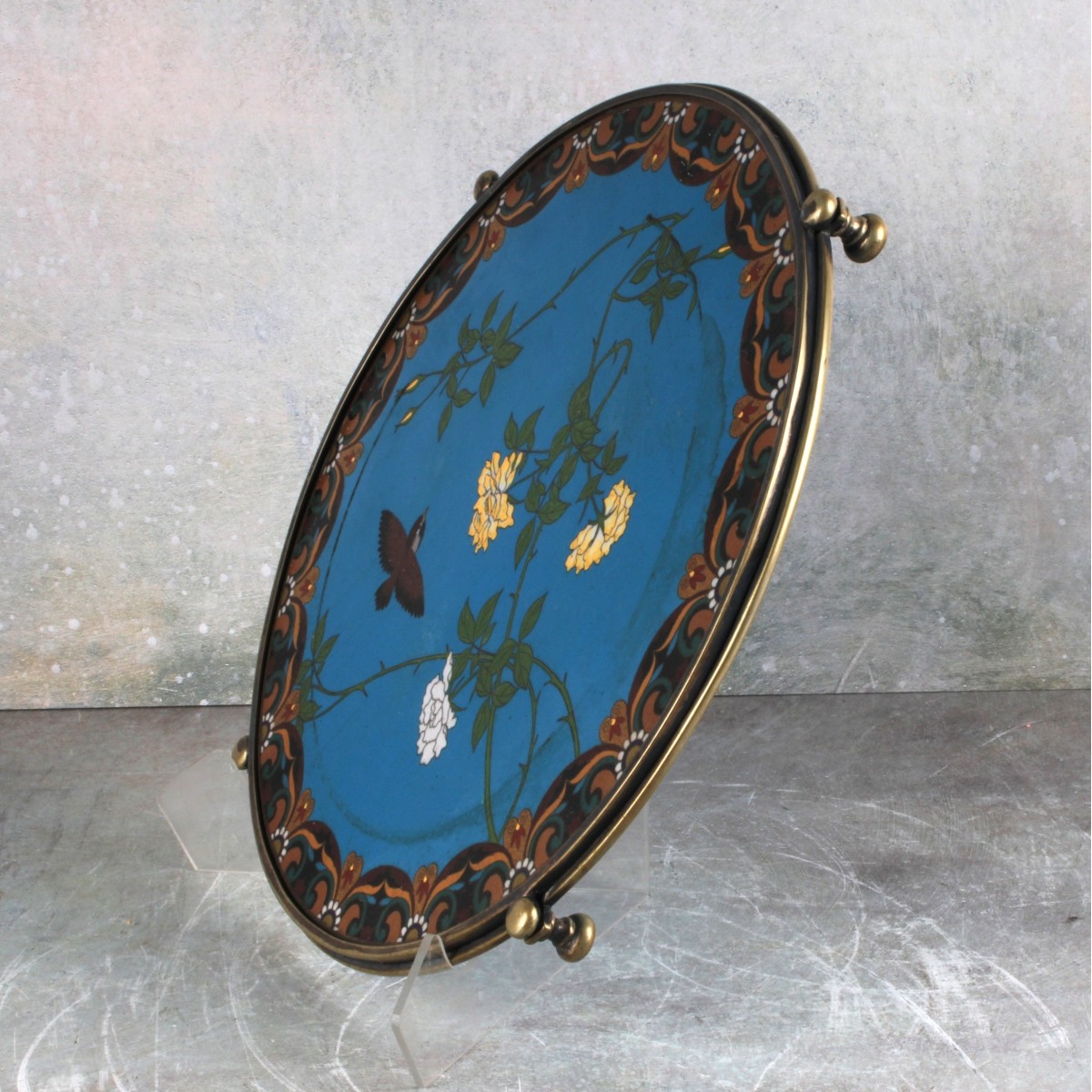 Japanese Bronze and Cloisonne Plateau