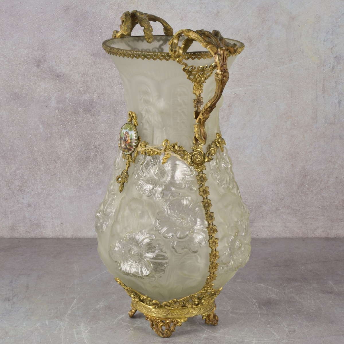 Vintage Frosted Glass Vase