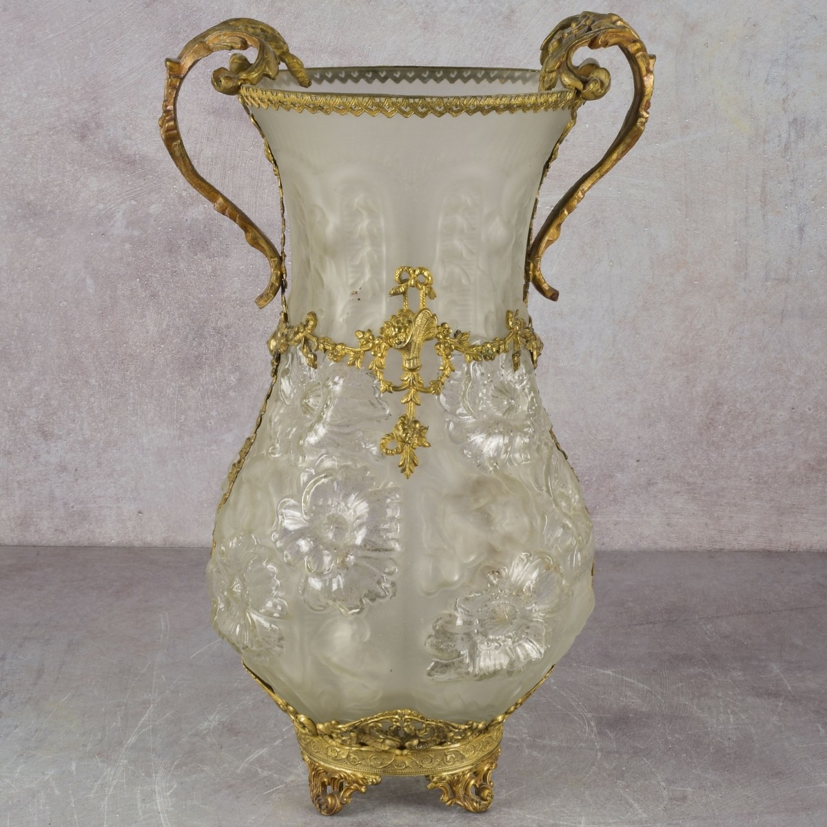 Vintage Frosted Glass Vase
