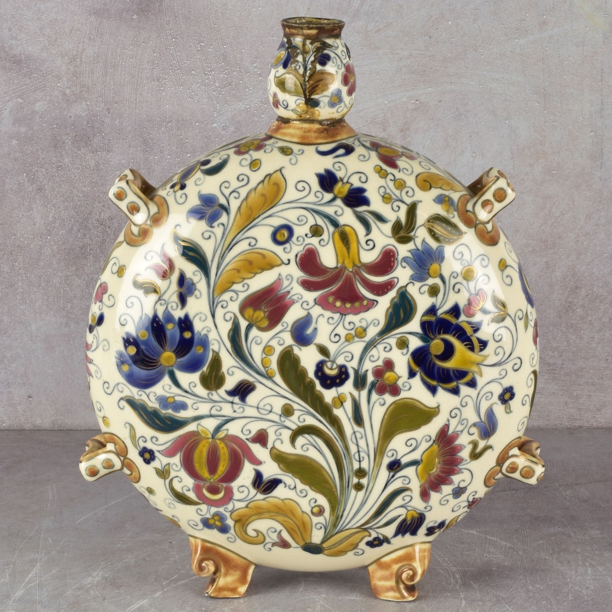 Hungarian Zsolnay Moon Flask Vase
