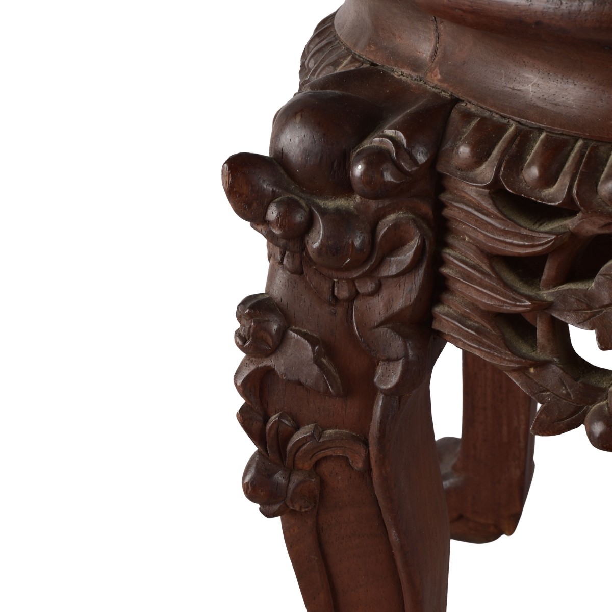 Chinese Wood and Marble Side Table