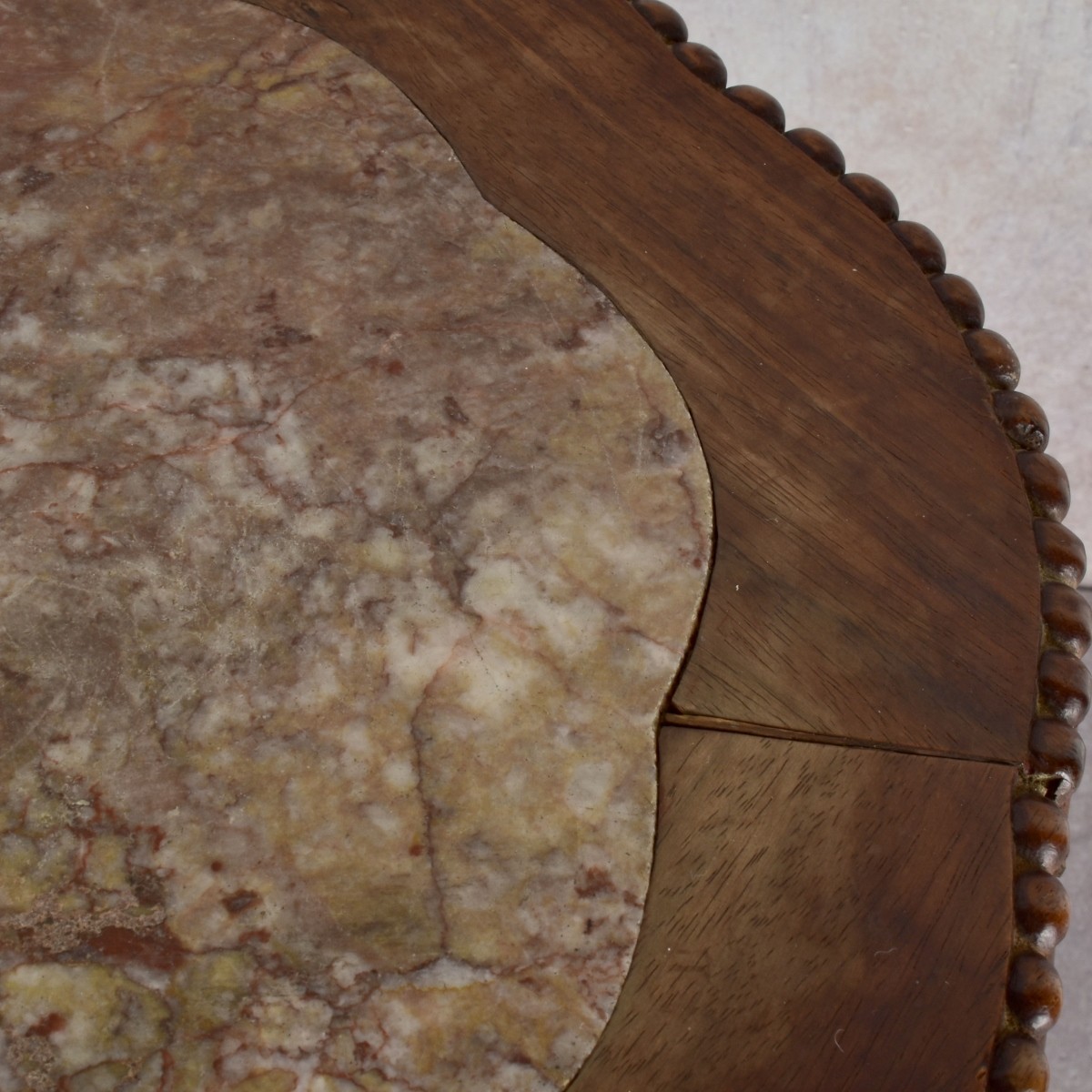Chinese Wood and Marble Side Table