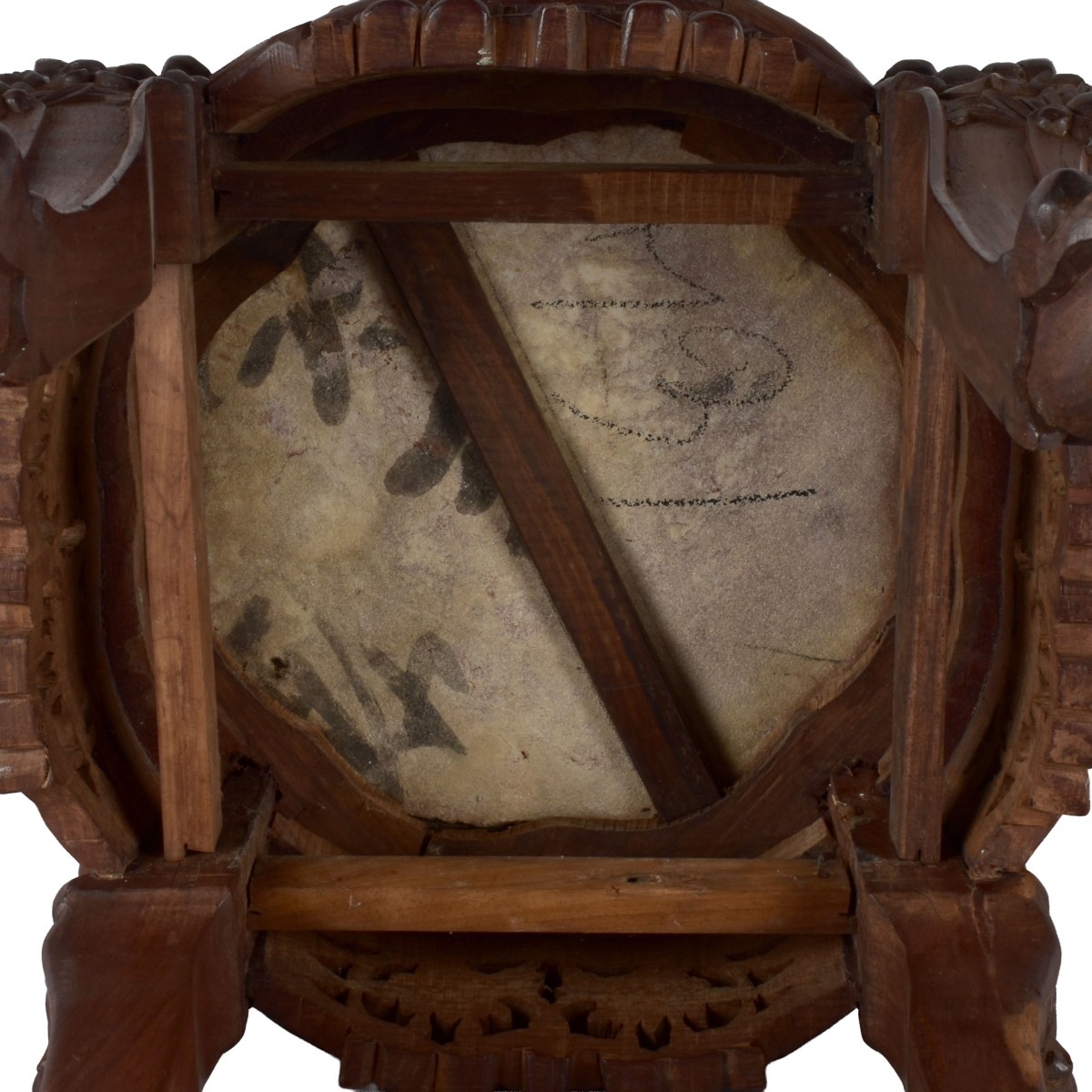 Chinese Wood and Marble Side Table