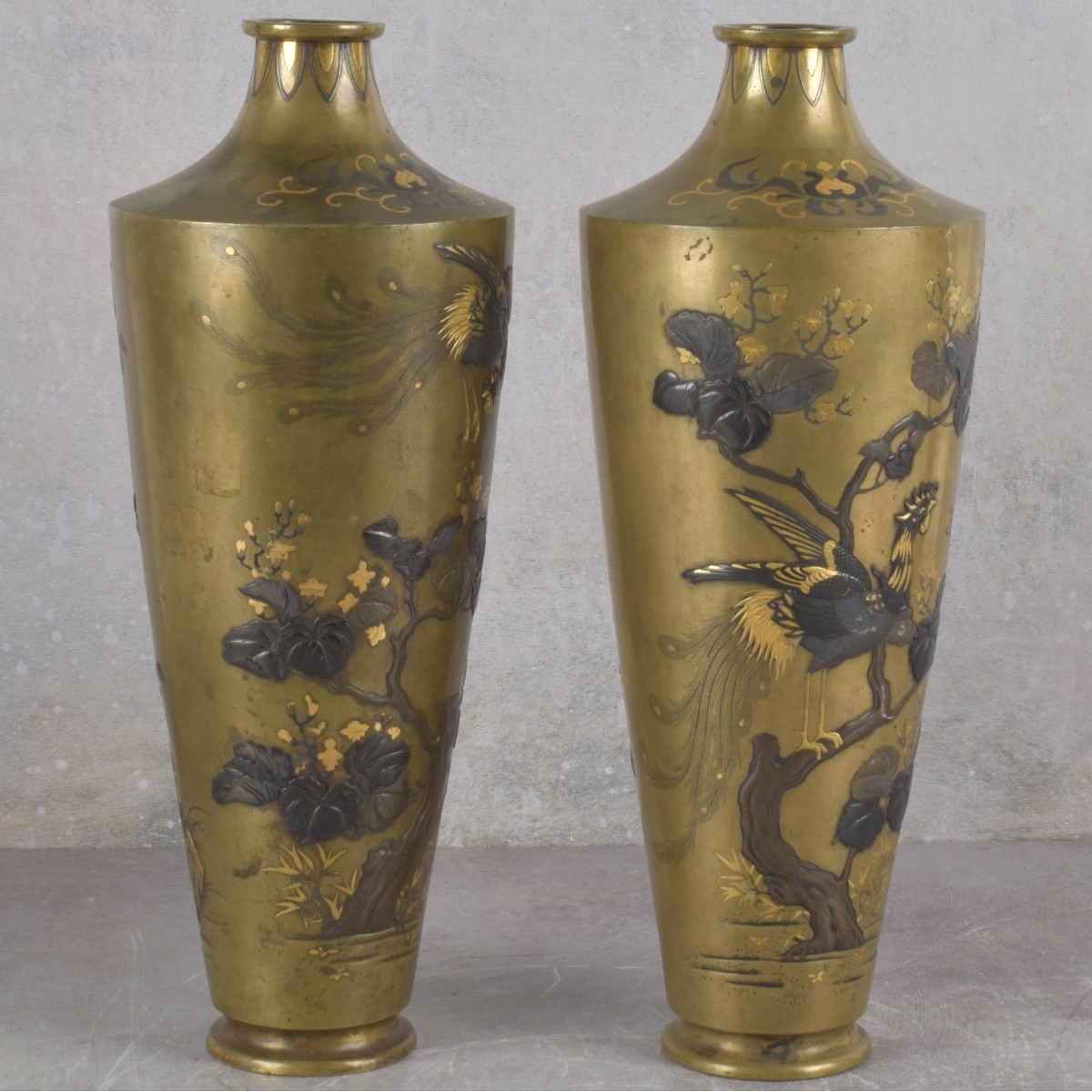 Japanese Mixed Metal Vases