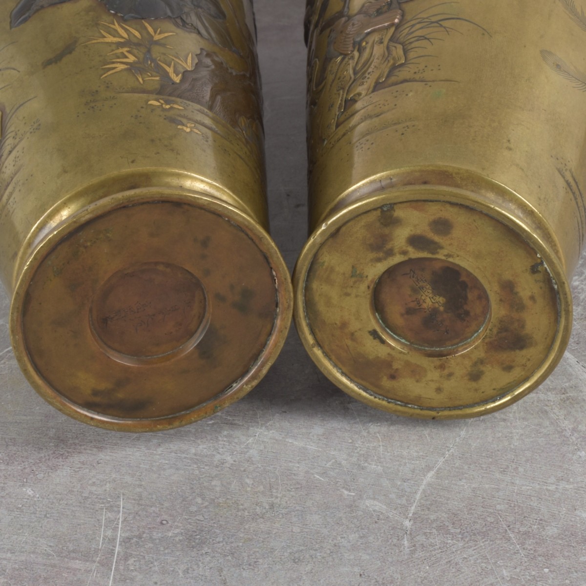 Japanese Mixed Metal Vases