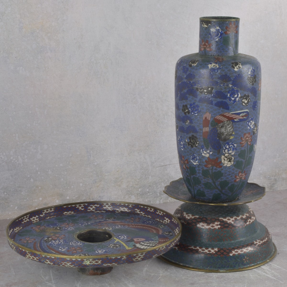 Japanese Cloisonne Usabata Ikebana Vase