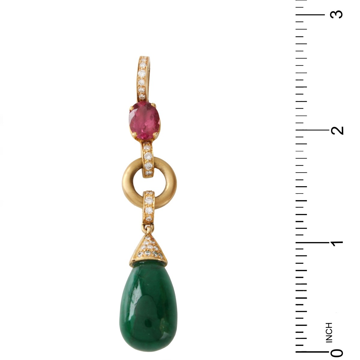 Emerald, Tourmaline and 18K Pendant