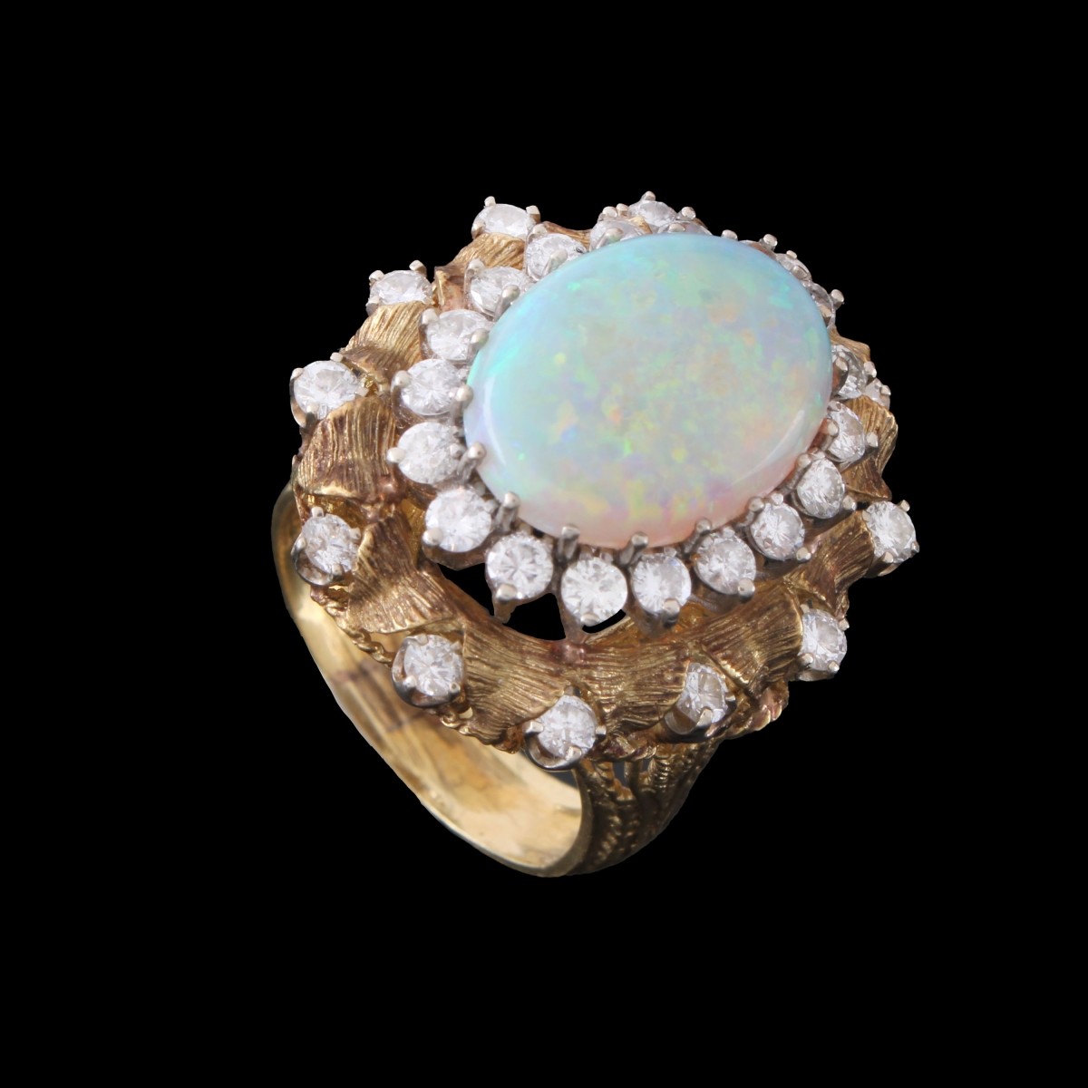Opal, Diamond and 18K Ring