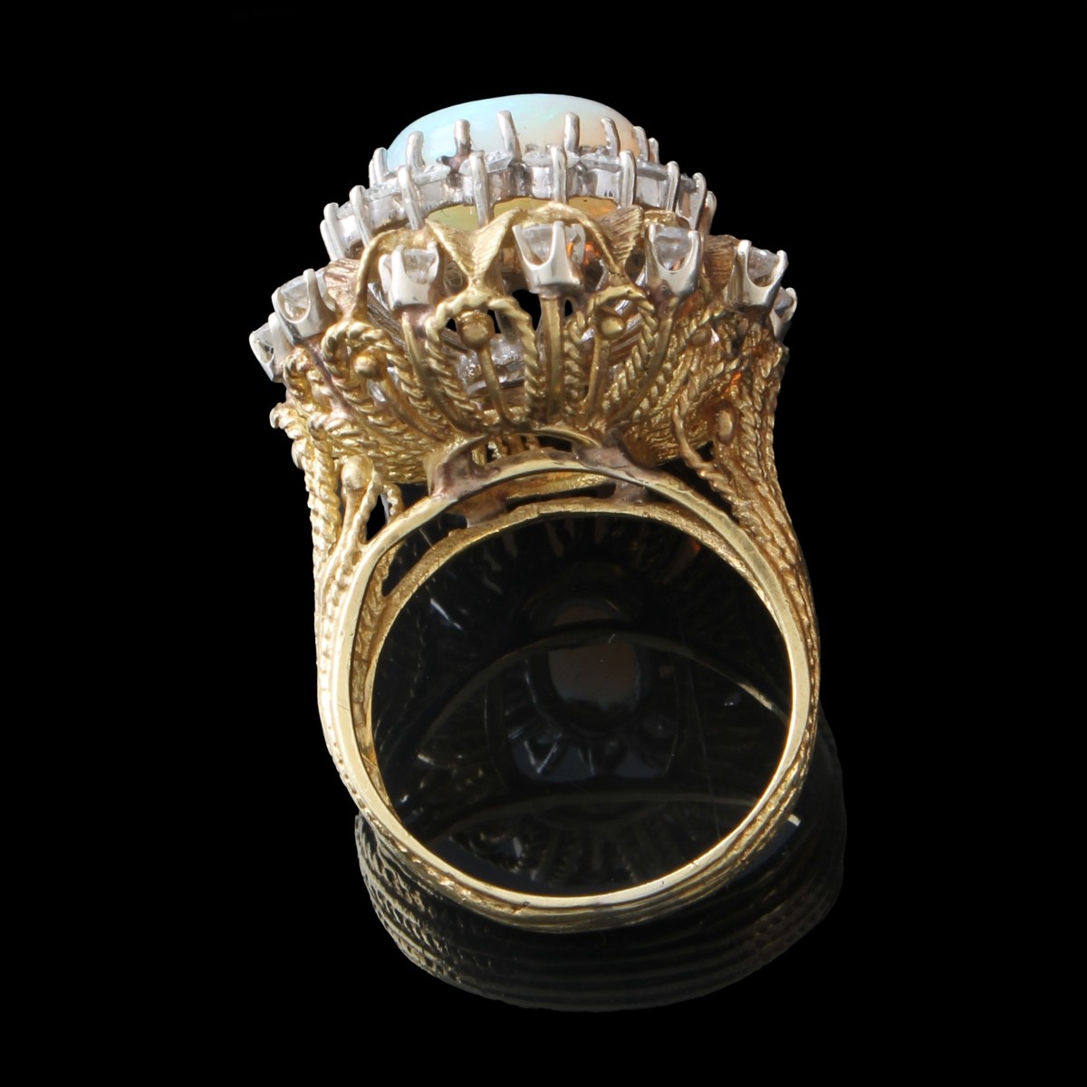 Opal, Diamond and 18K Ring