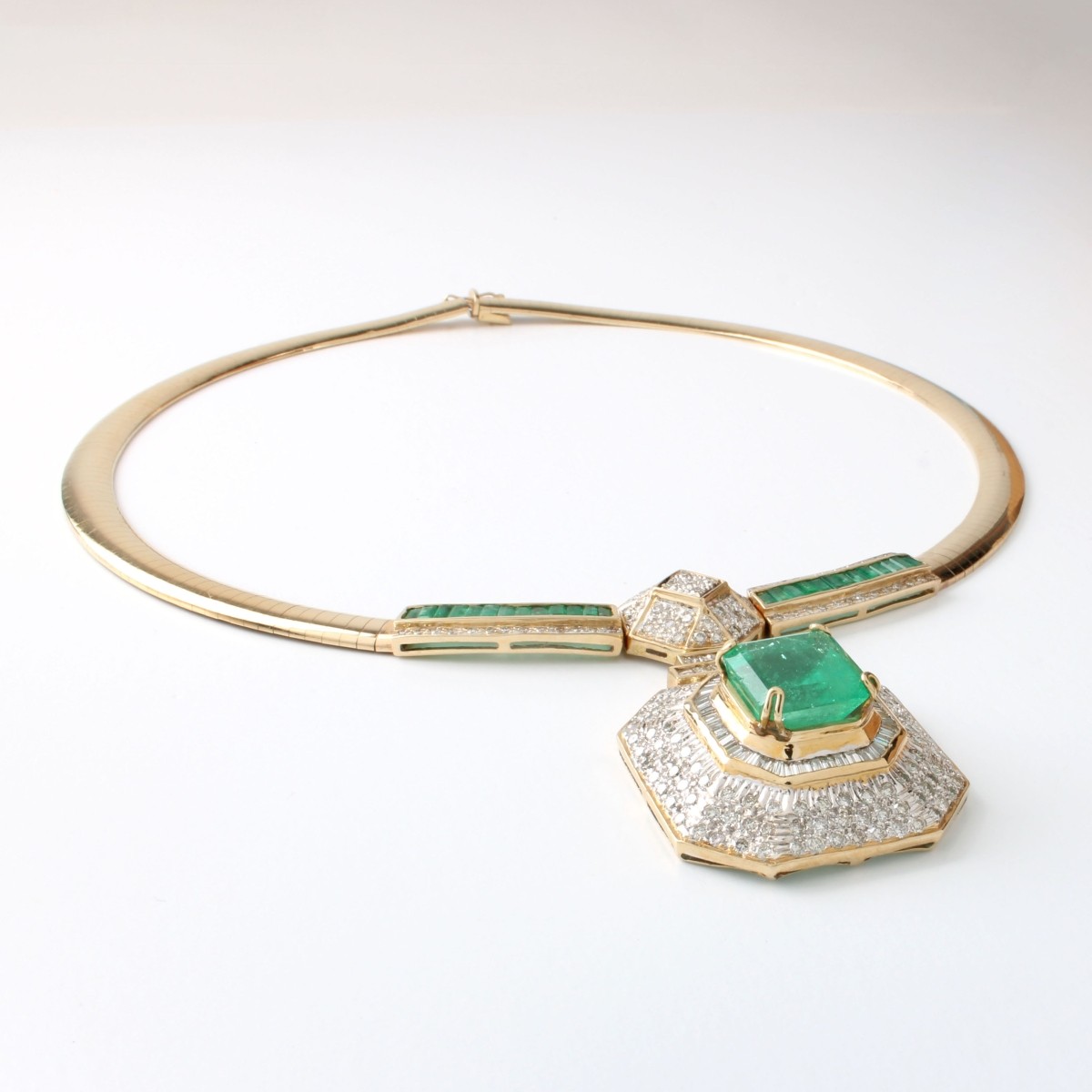 Emerald, Diamond and 14K Necklace
