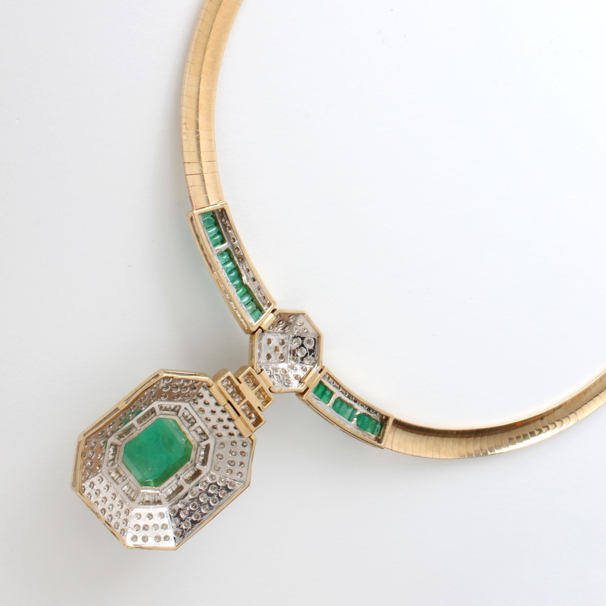 Emerald, Diamond and 14K Necklace